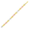 14k Tri-Color Gold Bar and Round Link Bracelet